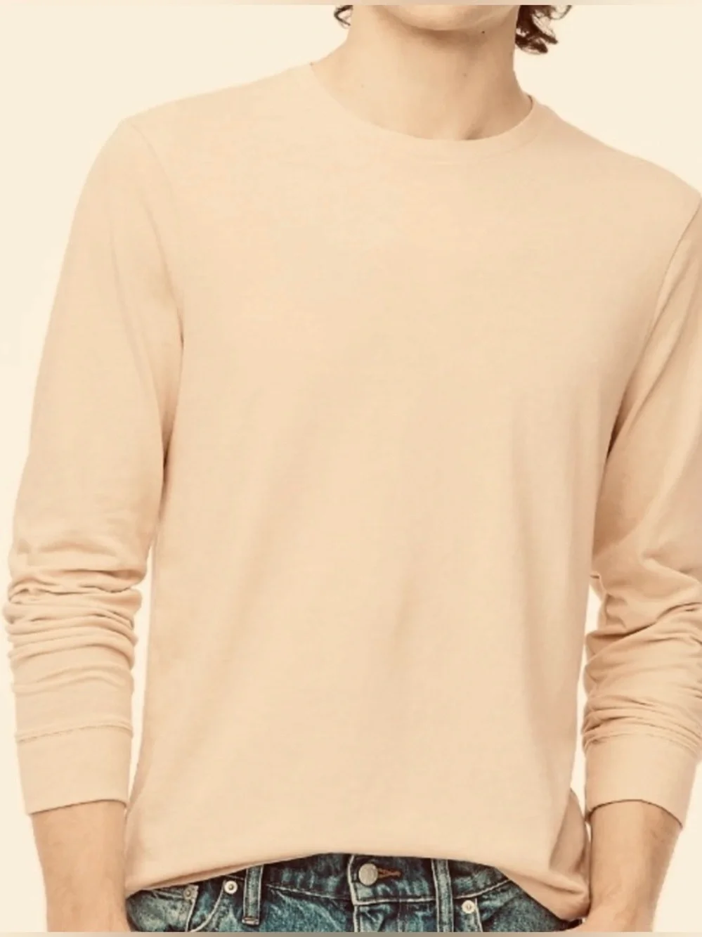 J. Crew Men's Long-Sleeve Washed Jersey Tee Khaki L